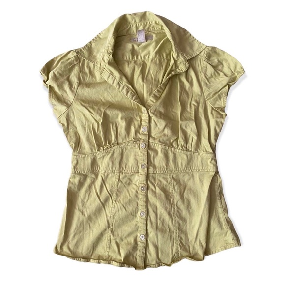 Banana Republic lime green structured button down collared blouse - Picture 1 of 4